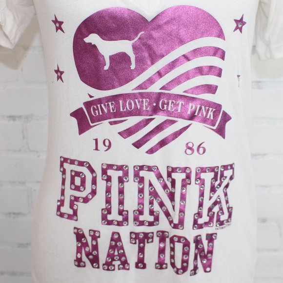 PINK Victoria's Secret Metallic Letters T-Shirt - Picture 2 of 8